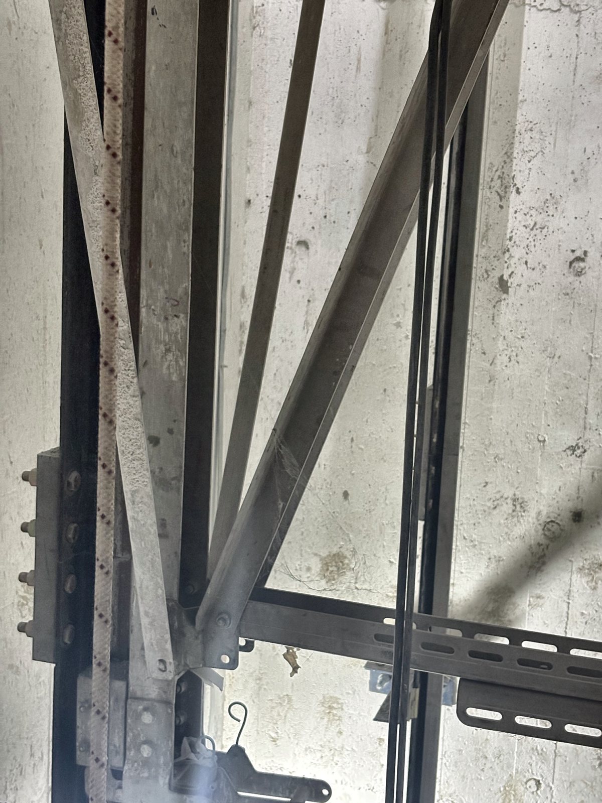Steel support frame beneath the false car